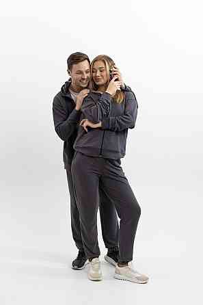 Графітовий костюм з капюшоном з турецької двонитки унісекс зручний повсякденний демісезонний Львів