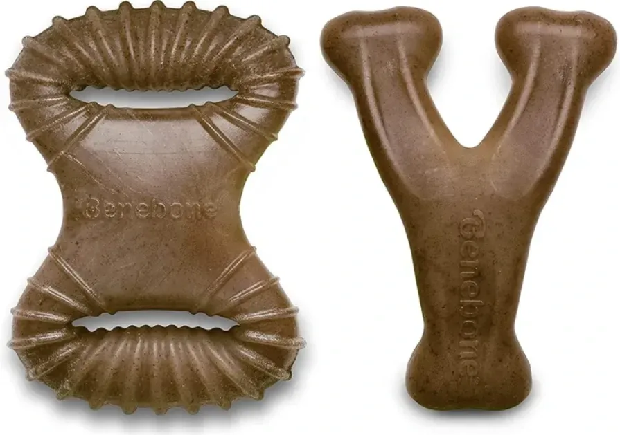 Набір жувальних іграшок для собак Benebone Tiny 2-Pack (Дентал кістка+Важіль) зі смаком бекону для собак до 7 кг Вінниця - фото 2