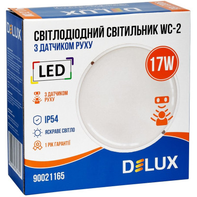 Світильник Delux WC-2 17 Вт 5000K IP54 з датчиком руху (90021165) Вінниця - фото 4