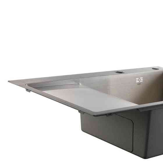 Мойка для кухни интегрированная Lidz Handmade Max 500 H7849L Brushed Steel, 3,0/1,0 мм, крыло слева, увеличенная чаша Киев