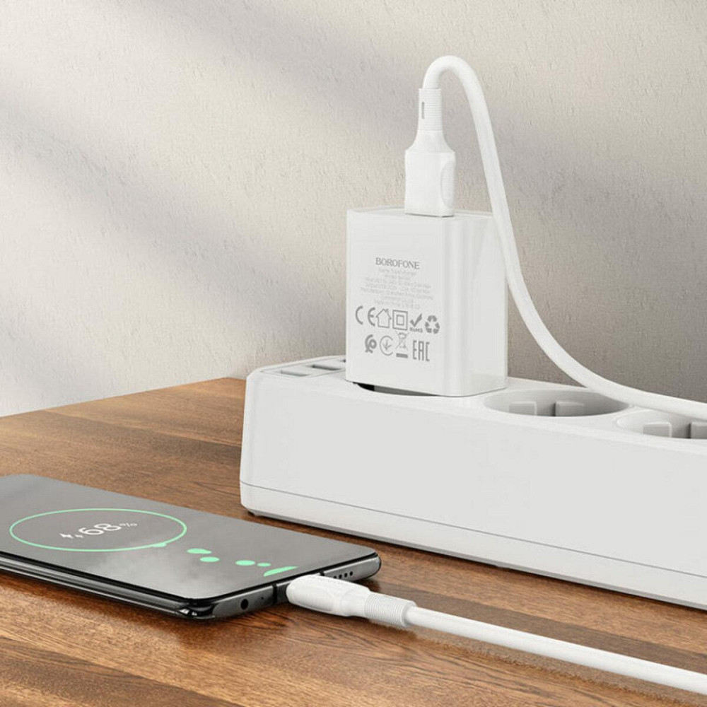Мережевий зарядний пристрій BOROFONE BA74A Aspirer single port charger set, колір білий BA74AMW Одеса - фото 6