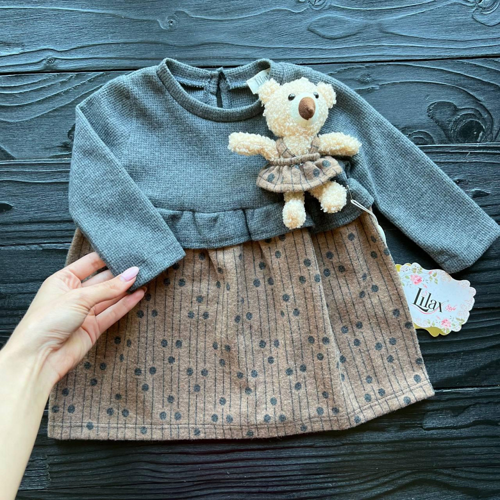 Дитяча Сукня з Ведмедиком Lilax Коричнева 68-74см Київ - фото 1