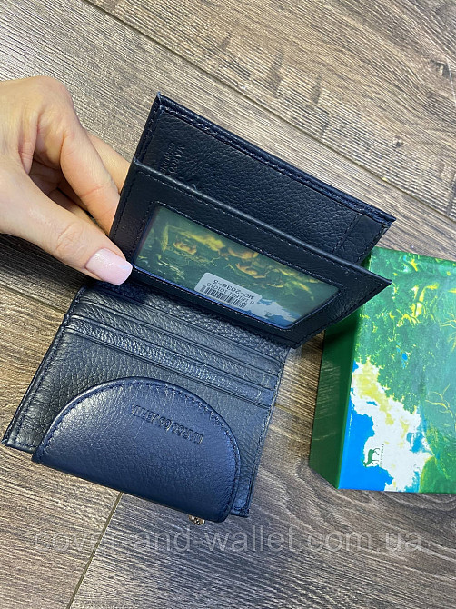 Компактний шкіряний жіночий гаманець синього кольору на багато карток Marco Coverna Київ - фото 9