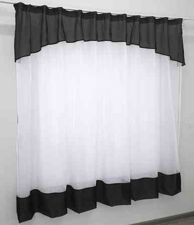 Гардина арка на кухню VR-Textil № 110к белый с черным 270х170 см (52-0316) Киев