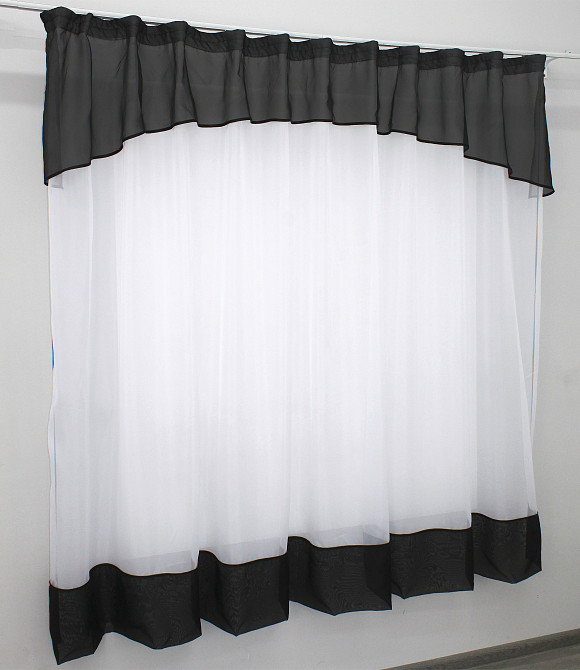 Гардина арка на кухню VR-Textil № 110к белый с черным 270х170 см (52-0316) Киев - изображение 2