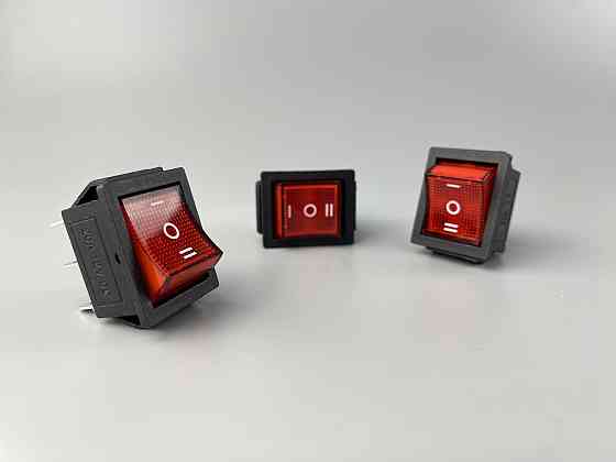 Перемикач клавішний червоний, з led-підсвіткою 12 V, 25 ммх31мм, 6 ніжок Мукачево