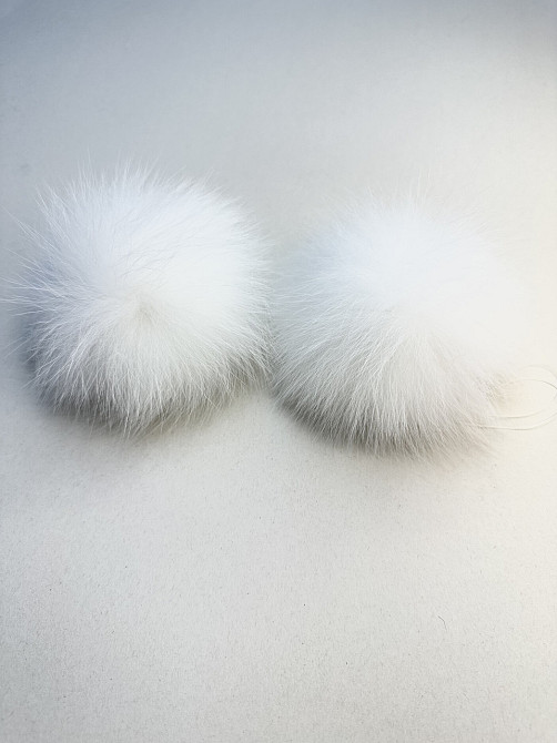 Помпон на шапку з хутра песця 10-12 см Білий Харків - фото 2