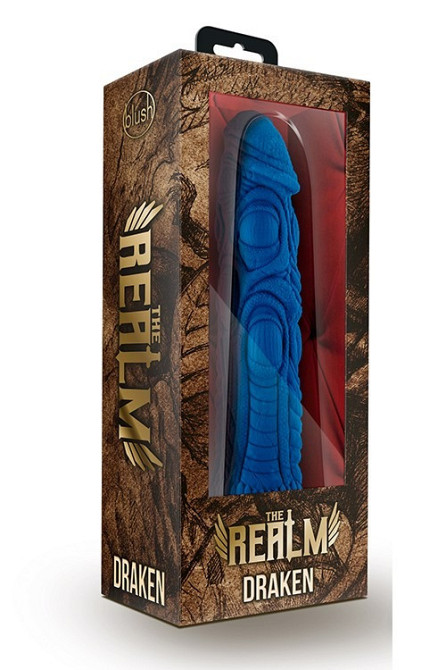 Насадка для страпона с рельефом Realm, синяя 19 см, Vac-U-Lock Sex Aura Киев - изображение 4