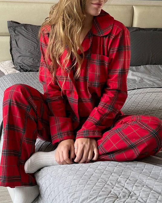 Жіноча затишна домашня піжама в клітинку байка Одеса - фото 12