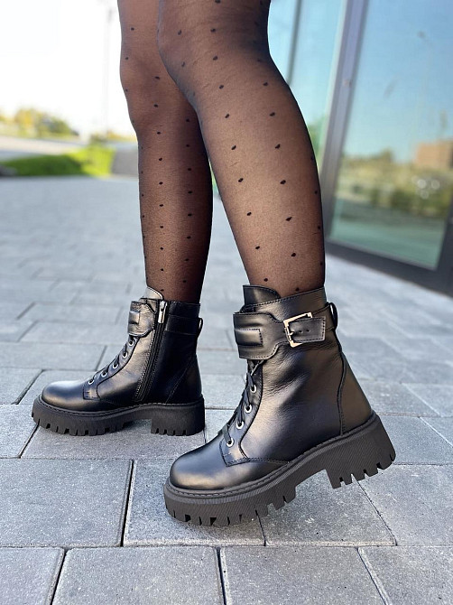 Женские ботинки 2774 черные натуральная кожа зима высота 16см (4802) Коломия - фото 1