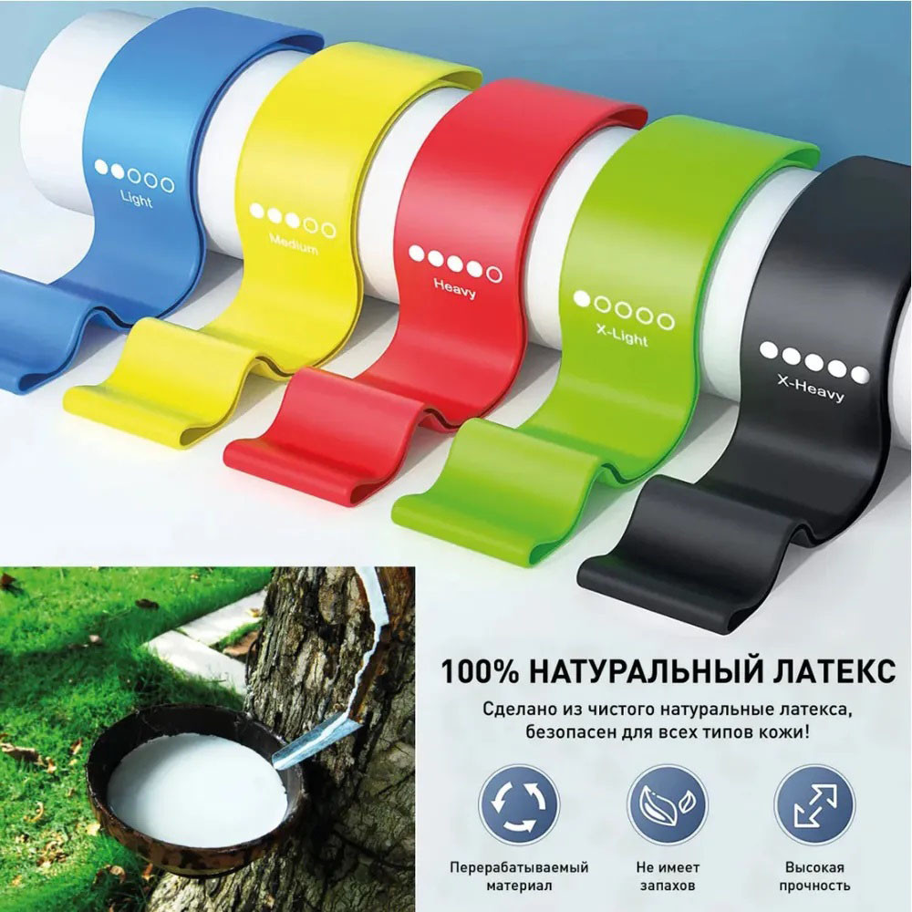 Еспандер силовий прут для фітнесу Fit Simplify 5 шт, Еспандер петля вправи, QU-324 Еспандери трубчасті Київ - фото 3