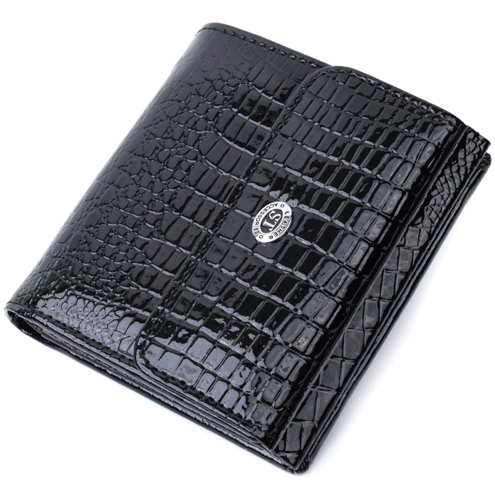 Женский фактурный кошелек из натуральной кожи ST Leather 22706 Черный Киев - изображение 1