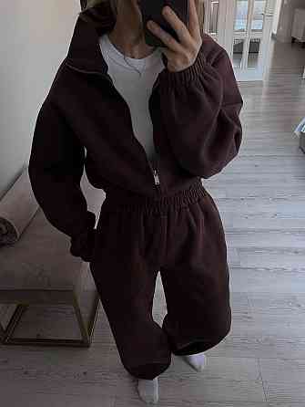 Женский теплый повседневный комбинезон трехнить на флисе Шоколад, 42/46 Одесса