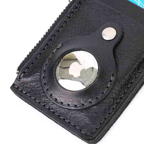 Интересный картхолдер с держателем для Apple AirTag из натуральной кожи GRANDE PELLE 11628 Черный Киев