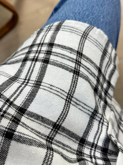 Сорочка жіноча Baoyu 225-1 в клітинку оверсайз фланель, білий, one size Київ - фото 4