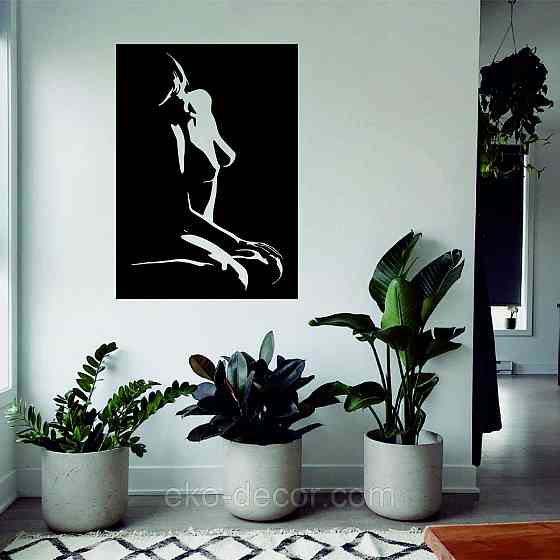 Декоративное настенное Панно «Силуэт женщины», Декор на стену 110*78 см, Черный Киев