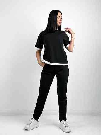 Літній трикотажний костюм-двійка "Summer" оптом | Норма і батал | Розпродаж моделі Чорний, 42-44 Київ