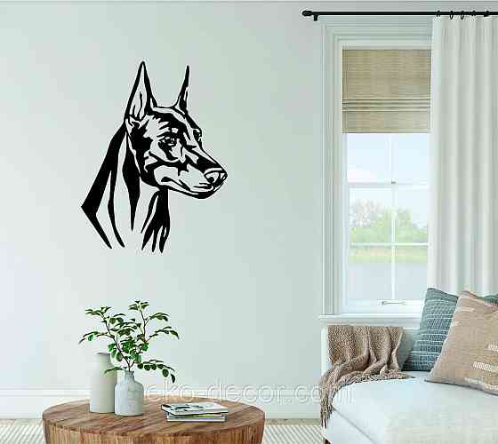 Декоративне настінне Панно «Доберман», Декор на стіну 110*83 см, Чорний Київ