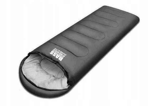 Спальный мешок с капюшоном и туристическое одеяло 2 в 1 черный Bass Polska BH 41999 Киев