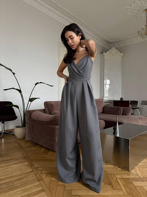 Стильний жіночий елегантний комбінезон костюмка преміум'якості Графіт, 42 Одеса - фото 9