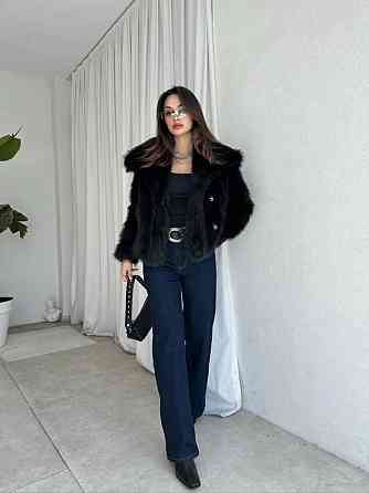 Женская стильная короткая шуба с большим воротником искусственный мех Черный, 44 Одесса