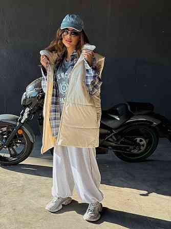 Жіноча стильна оверсайз-дута жилетка плащівка Еммі Молочний Одеса