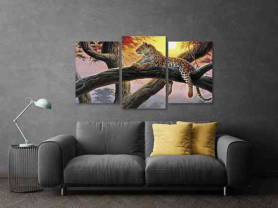Модульна картина у вітальню/ спальню Тигр на деревині Art-579_3 Київ