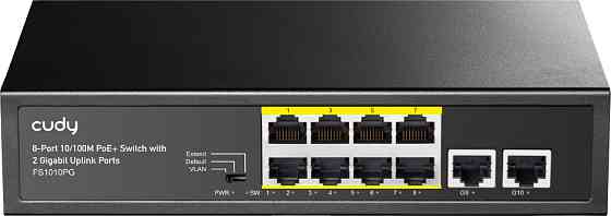 Комутатор Cudy FS1010PG, 8 портовий 10/100M PoE+ Switch with 2 Gigabit Uplink Ports 120W Вінниця