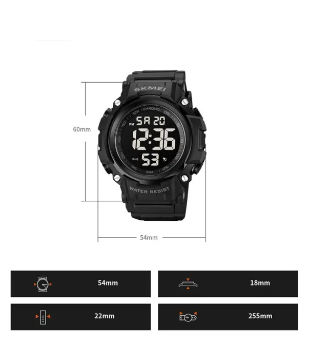 Чоловічий спортивний годинник Skmei 1886 (Чорний з чорним) Вінниця - фото 10