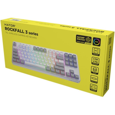 Клавиатура Hator Rockfall 3 Mecha TKL QMK/VIA Orange Wireless White (HTK851UA) Винница - изображение 7