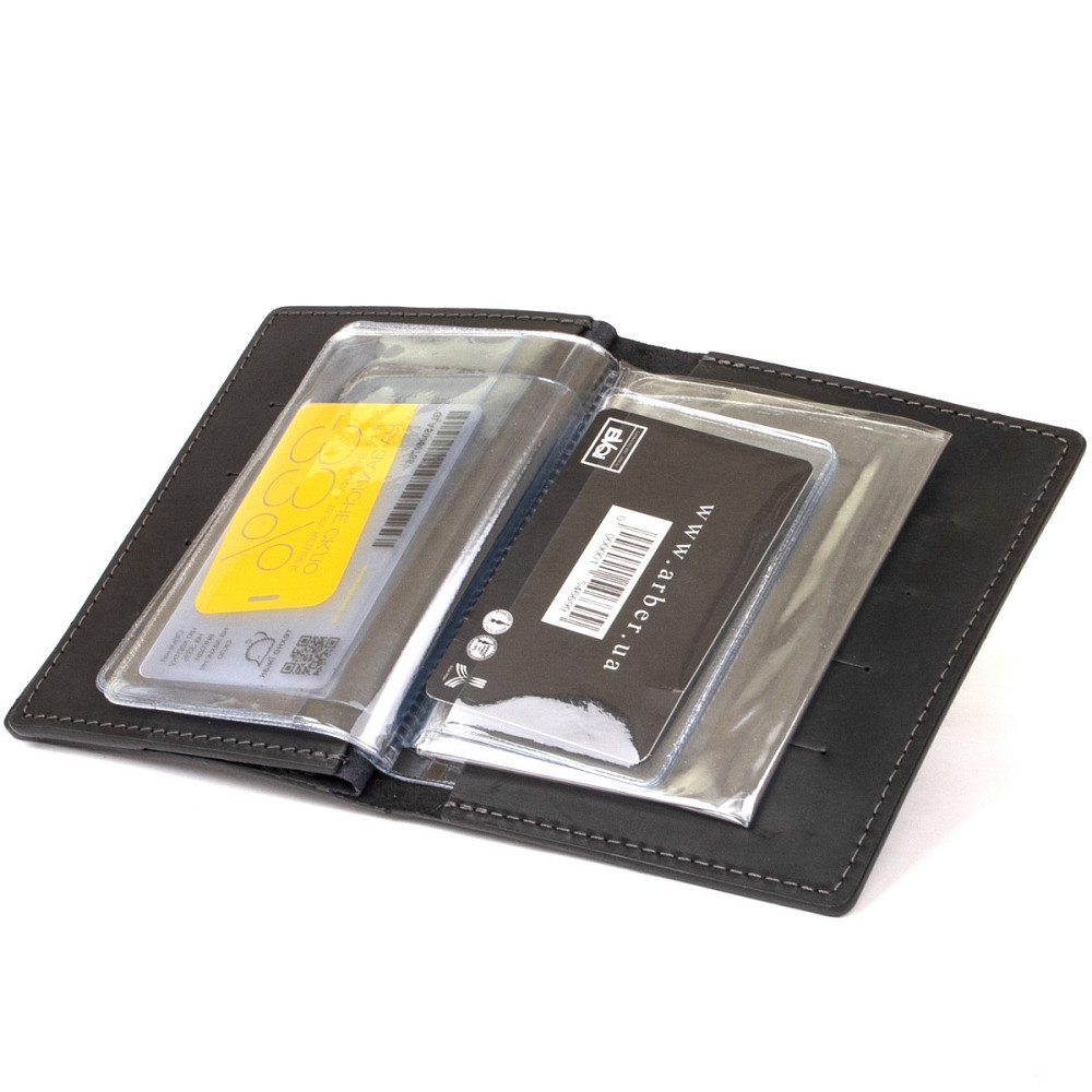 Шкіряна обкладинка для документів GRANDE PELLE 11494 Чорний Київ - фото 9