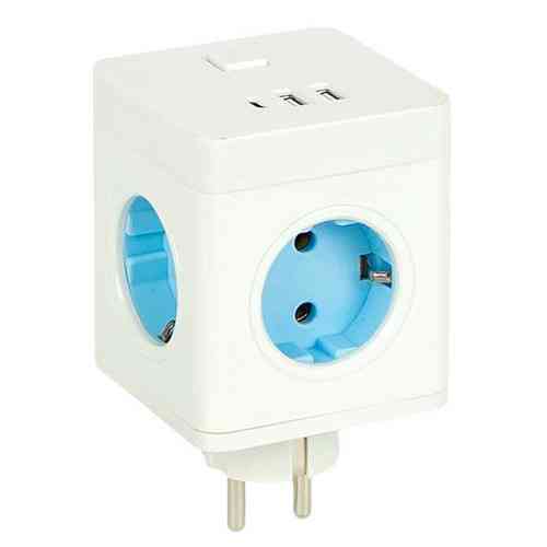 Мережевий розгалужувач Power Cube куб 4 розетки 3 USB 250В 16А до 4000Вт подовжувач адаптер Київ