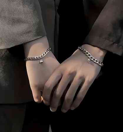 Парные браслеты из нержавеющей стали, браслет для пары с сердцем, цепочка на руку Киев