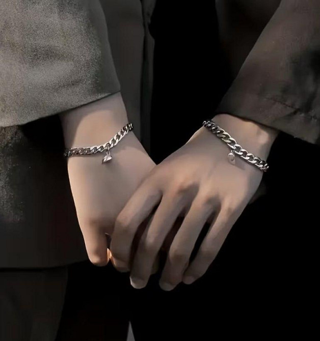 Парні браслети з нержавіючої сталі, браслет для пари з серцем, ланцюжок на руку Київ - фото 2