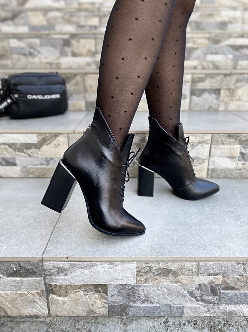 Wright Черевики жіночі WRIGHT чорні натуральна шкіра каблук 10см 35р.36р.37р.38р. (4190) Коломия - фото 6