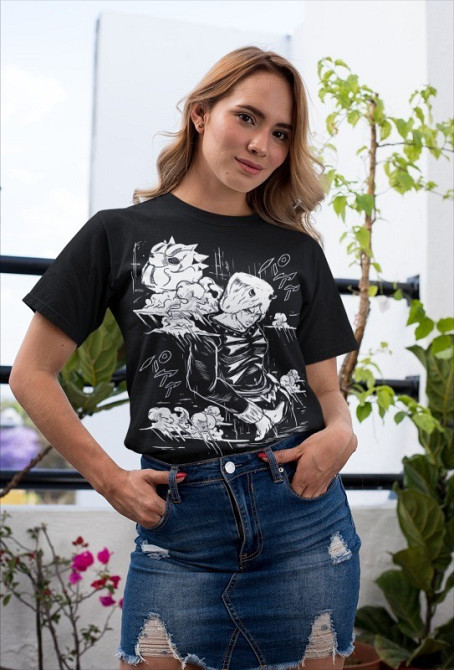 Футболка з аніме принтом Джоджо С Бізарре Адвентуре оверсайз (S/M/L) Чорний AnimeJ0101 Дніпро - фото 2