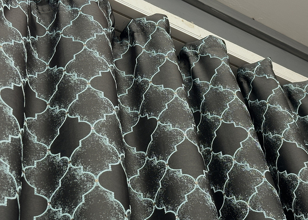 Шторна тканина жакард, колеція "SAPFIR" колір графітовий з бірюзовим 1754ш Київ - фото 5