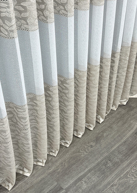 Тюль VR-Textil 2011т Жакард Білий з капучино 300х250 см (42-1339) Київ - фото 8
