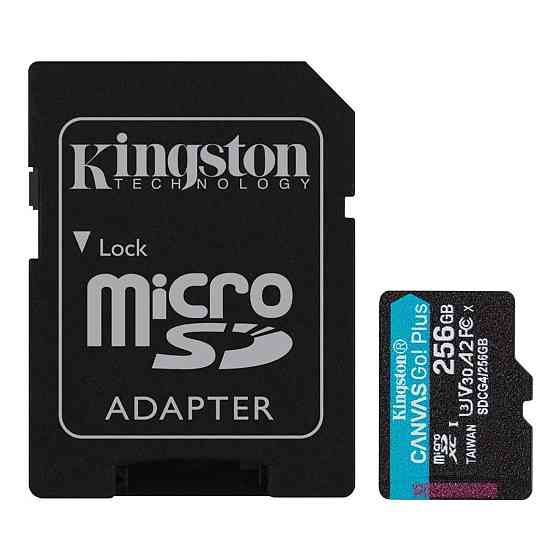Картка пам'яті MicroSDXC 256 GB UHS-I/U3 Class 10 Kingston Canvas Go! Plus R200/W160MB/s + SD-адаптер Харків