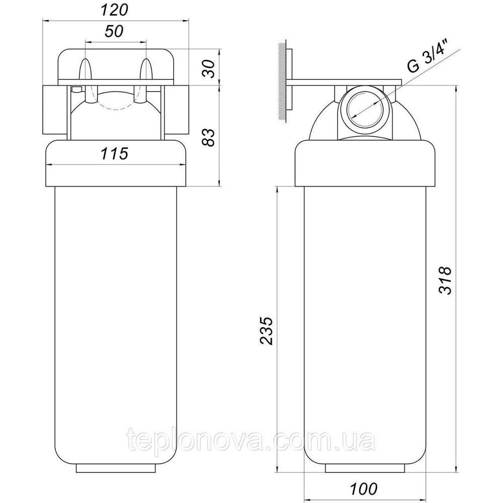Фільтр-колба 2 комп.+ Коробка, БЕЗ картриджа OasisPro BSL2, 3/4| Чернівці - фото 2
