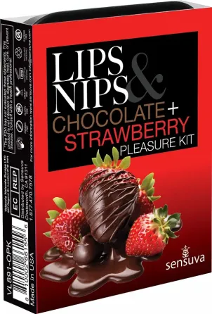 Подарунковий набір Sensuva Lips & Nips Pleasure Kit - Chocolate Strawberry 2 x 4г Львів