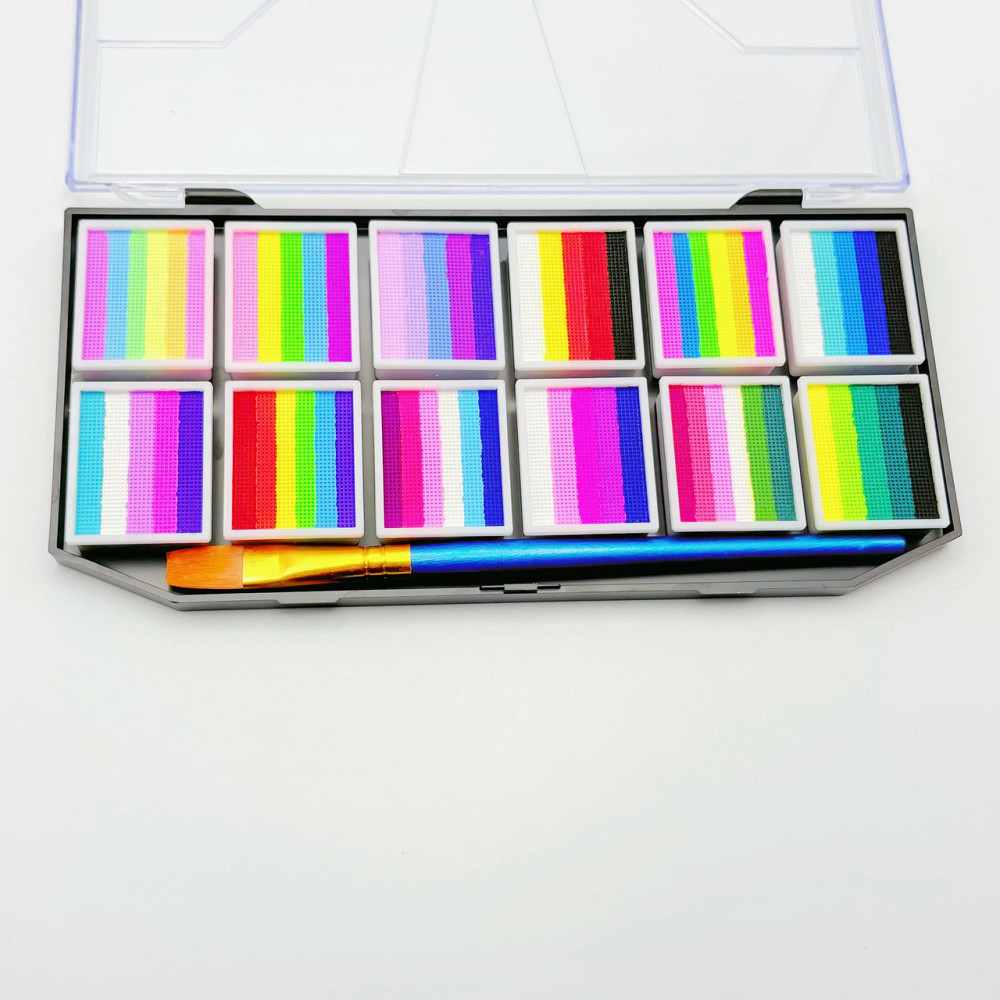 Фарби для бодіарту на водній основі 12 комбінацій кольорів, водорозчинний пігмент, з пензликом 23х12х2 см Кам'янець-Подільський - фото 4