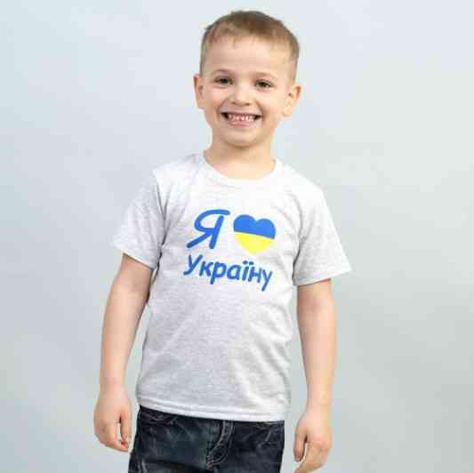 Футболка детская Я люблю Україну 110 см серый Киев