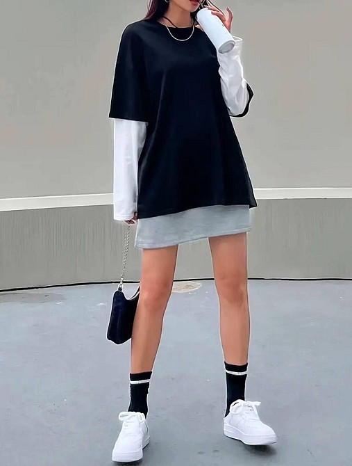 Універсальний унісекс лонгслів оверсайз крою з ефектом двох шарів двонитка Одеса - фото 2