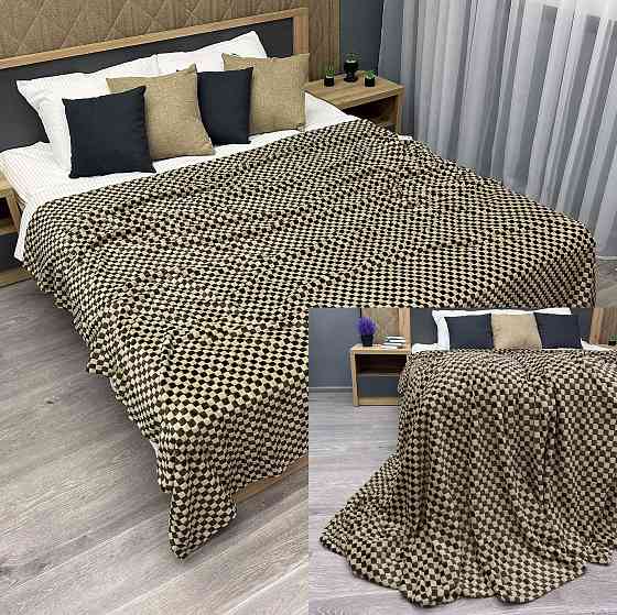 Плед-покривало Шахи 200х210 см (+-5см) Венге з бежевим (87-035) Київ