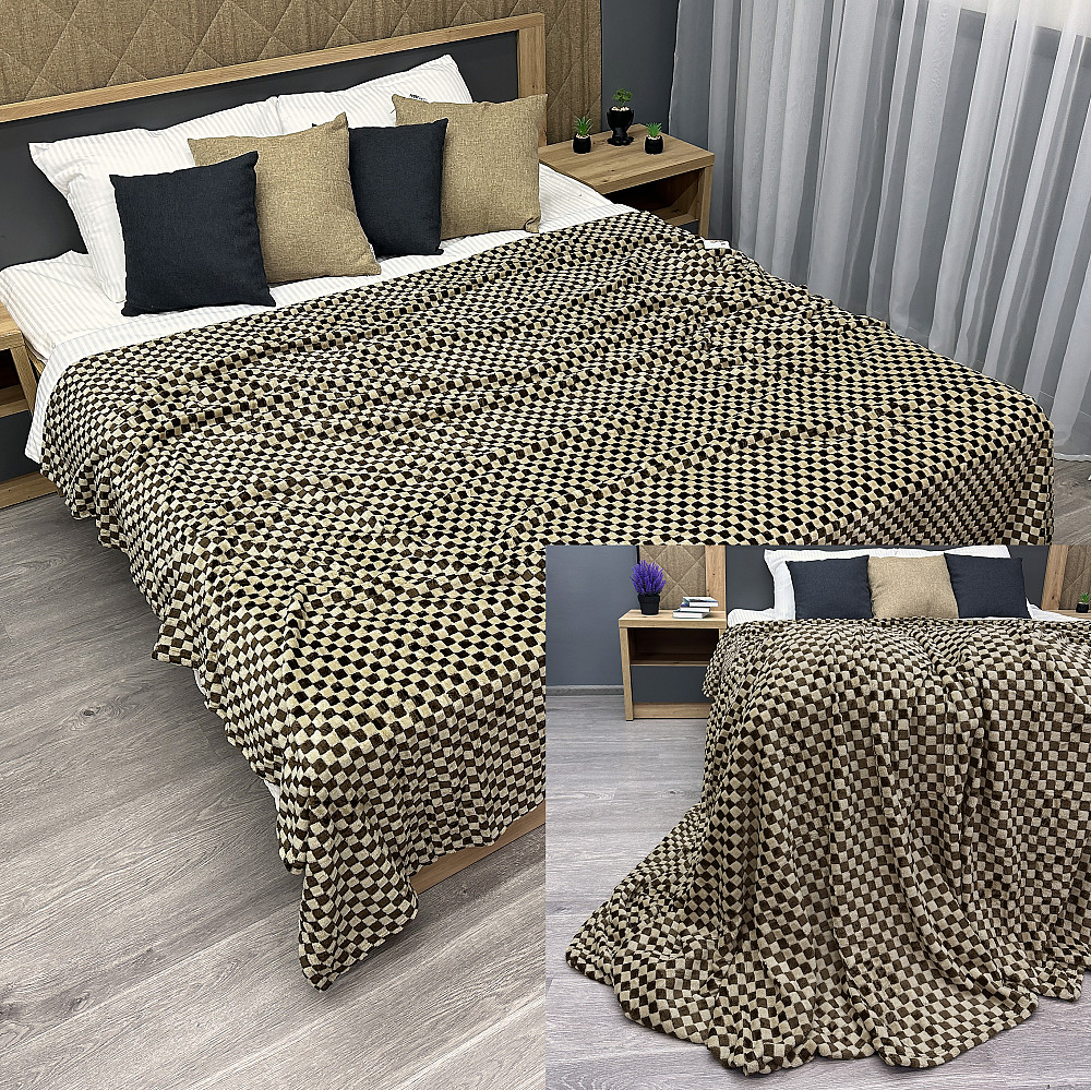 Плед-покривало Шахи 200х210 см (+-5см) Венге з бежевим (87-035) Київ - фото 1