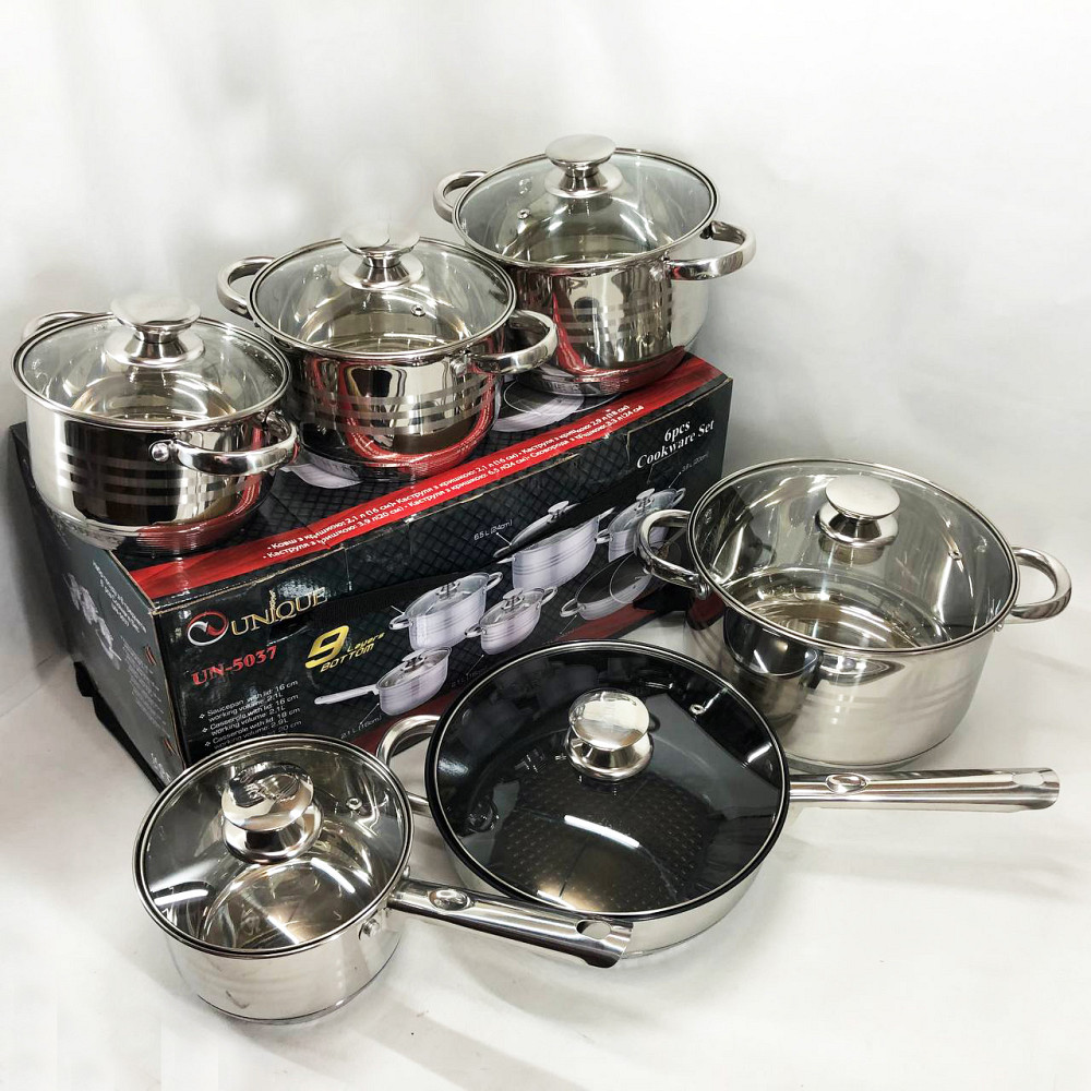 Набор кастрюль для плит UNIQUE UN-5037 12шт, Набор кастрюль-сотейников посуды для любых плит NF-22 Львов - изображение 10
