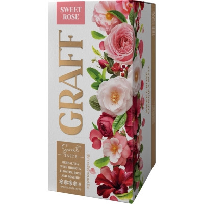 Чай Graff Sweet Rose з квітів гібіскуса, троянди та шипшини 20x1.5 г (4820279612300) Вінниця - фото 1
