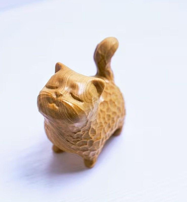 Деревянная фигурка кот 4 см, декоративная статуэтка кота из дерева Киев - изображение 1