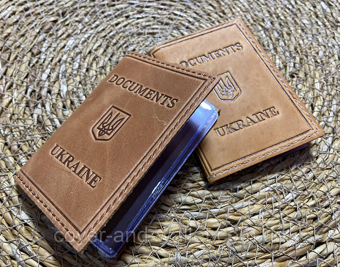 Кожаная обложка на права и ID паспорт с файлами желтого цвета ST Leather Киев - изображение 3